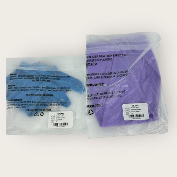 SKIMS Underwear Bundle Fits Everybody Thong | XL Purple Mykonos Blue Plus Size - Picture 8 of 9